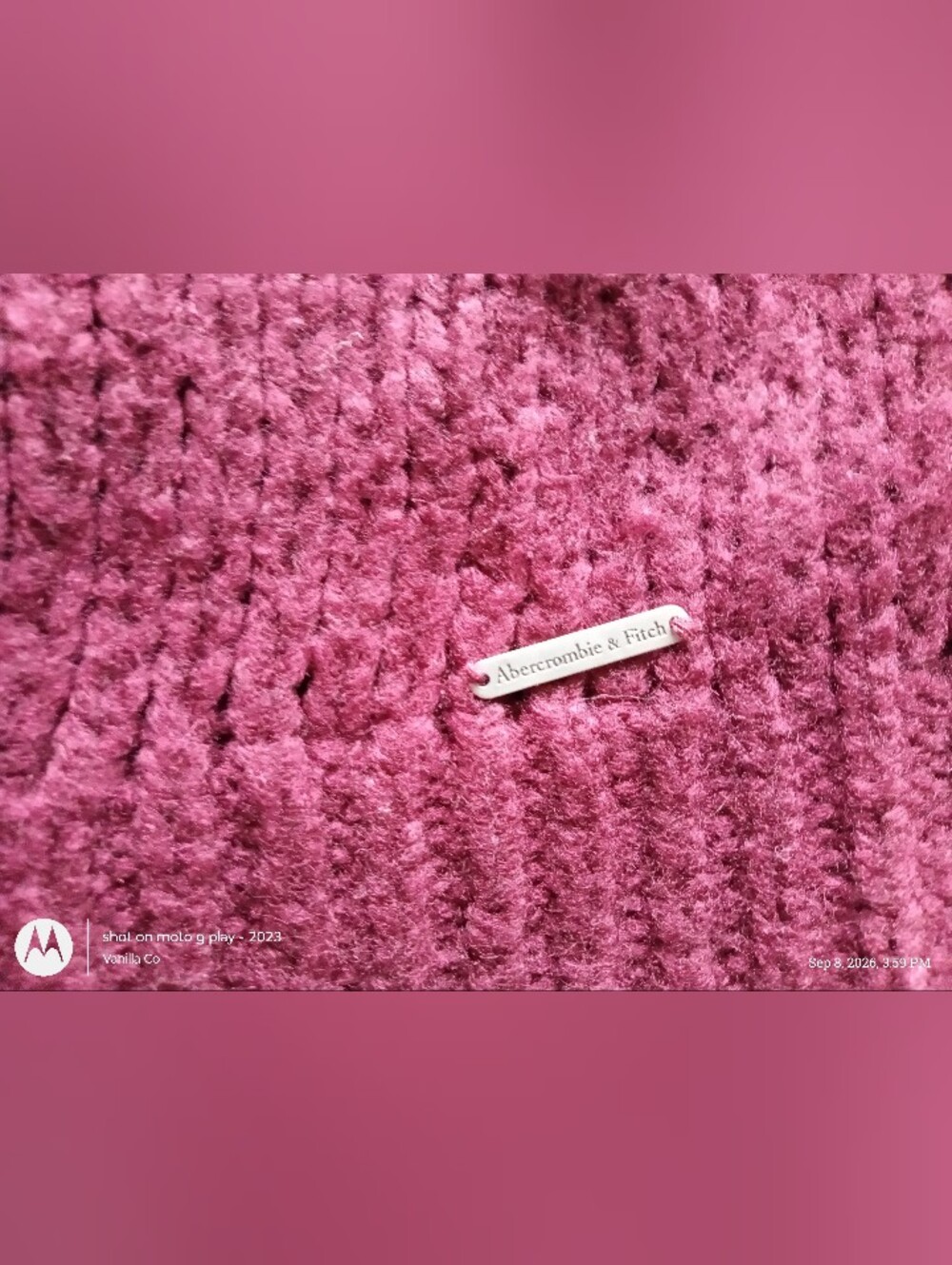 Abercrombie and Fitch Knit Ombre Yoke Sweater Maroon Pink Large - Picture 7 of 9